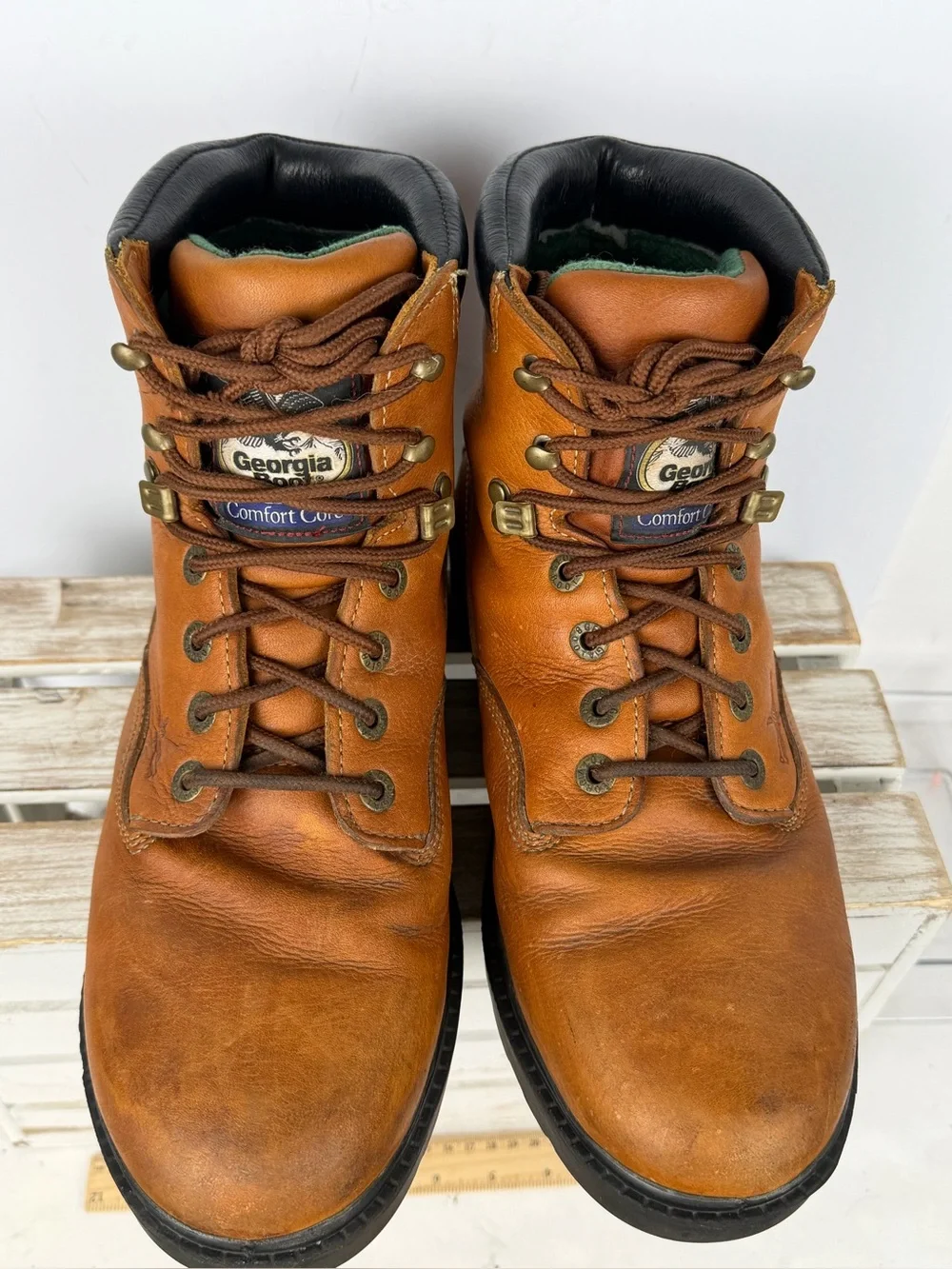 Georgia Boot Men's leather Farm and Ranch Waterproof Boots size 10